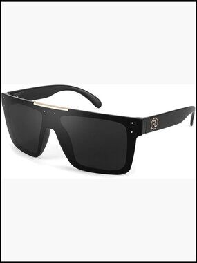 Polarized Sunglasses for Men, Oversized Square Flat Mirrored Z87 Lens